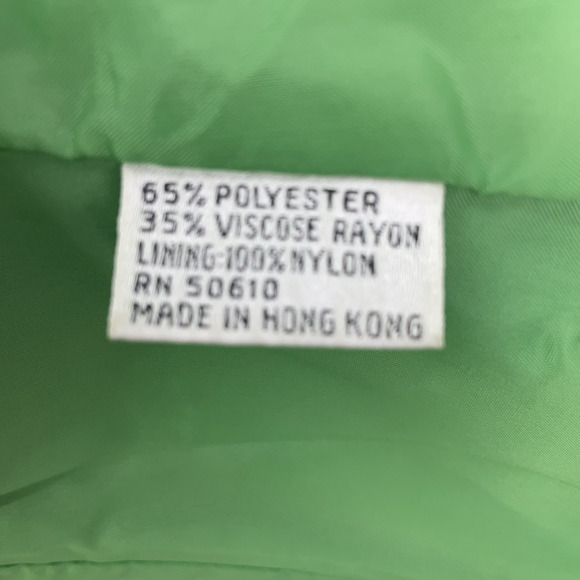 Vintage Sassoon Womens 10 Bright Green Peplum Blazer Gold Buttons Retro Career - Picture 7 of 9